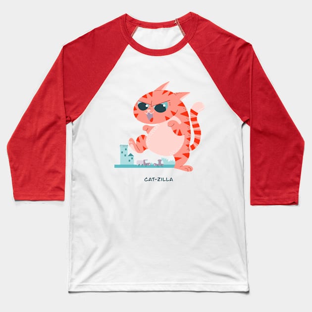 catzilla Baseball T-Shirt by Angela Sbandelli Illustration and Design